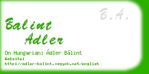 balint adler business card