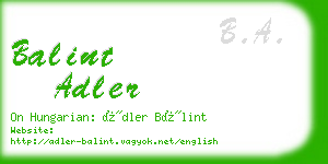 balint adler business card